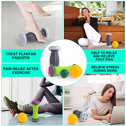 Plantar Fasciitis Relief, Foot Roller & Massager for Plantar Fasciitis, Neuropathy & Reflexology - 2 Foot Massage Roller & Ball (Green, Large) - color: Green