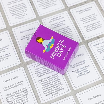 100 Mindful Days - Daily Mindful Activity Cards – Self-Care & Gratitude Prompts for All Ages | Portable Travel Deck for Mental Wellness, Focus & Stress Relief - style: Daily Activity Cards