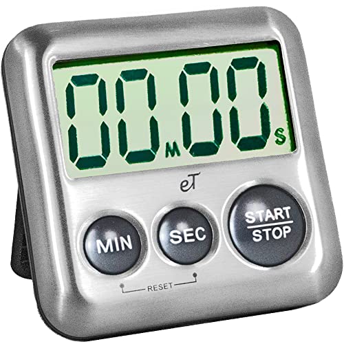 Elegant Digital Kitchen Timer Stainless Steel - Loud Alarm - Model Charcoal - color: Charcoal 6-pack