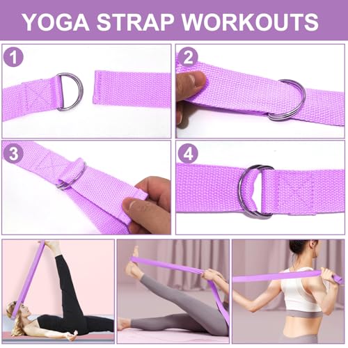 Pilates Ring Set with Resistance Bands– Anti-Slip Magic Circle Pilates Ring for Home Workouts, Full-Body Toning, Strength Training for Women 14PCS - color: Purple
