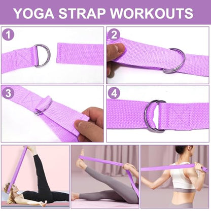 Pilates Ring Set with Resistance Bands– Anti-Slip Magic Circle Pilates Ring for Home Workouts, Full-Body Toning, Strength Training for Women 14PCS - color: Purple