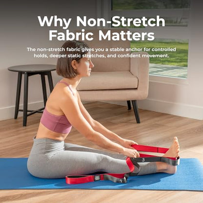 Sunny Health & Fitness Premium Yoga Stretch Strap, 10 Individual Grip Loops
