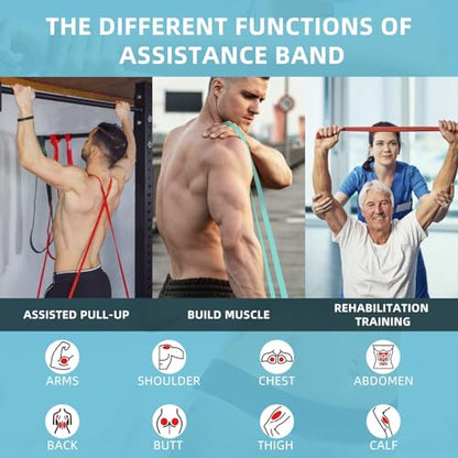 Resistance Bands, Pull Up Bands, Pull Up Assist Band Exercise Bands for Men & Women Working Out, Body Stretching, Physical Therapy, Muscle Training - color: Red