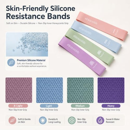 Silicone Resistance Bands, 4-Pack Exercise Loop Bands