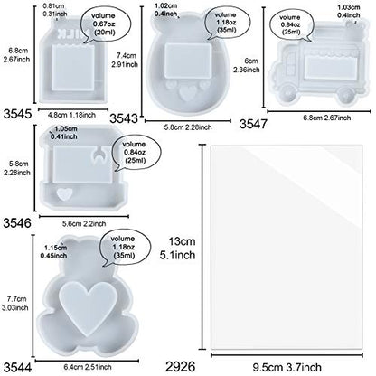 Resin Shaker Molds Set Epoxy Jewelry Casting Supplies Claw Machine, Dessert Truck, Game Console, Bear, Milk 5 Silicone Trays with 5 Seal Films Large Height 2.3-3inch - color: 3inch Large Kawaii Charms Craft Pack of 10
