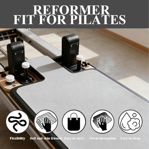 QCWN Non-Slip Pilates Reformer Mat Cover, 39" x 24" Pilates Machine Towel with Headrest Cutout, 0.8mm Sweat-Wicking Micro-Suede Foldable Mat for Female Pilates Enthusiast Exercise Matfor Pilate Training Yoga - color: Grey