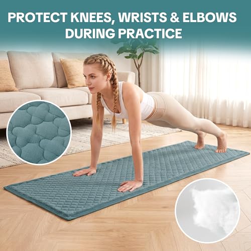 MABOZOO Cotton Yoga Mat, Non-Slip Breathable Yoga Rug for Man and Woman, Washable Foldable Exercise Mat for Meditation, Pilates, Indoor Outdoor Fitness