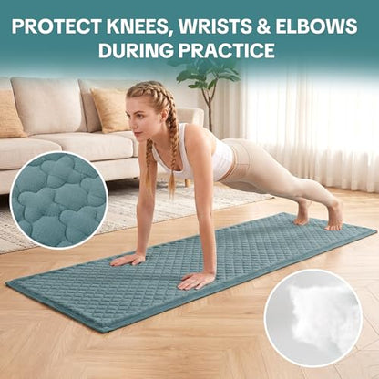 MABOZOO Cotton Yoga Mat, Non-Slip Breathable Yoga Rug for Man and Woman, Washable Foldable Exercise Mat for Meditation, Pilates, Indoor Outdoor Fitness