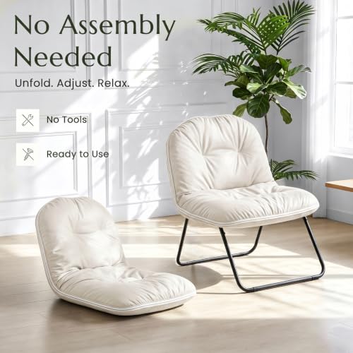 ZonLi Adjustable Floor Chair with Back Support - color: Beige