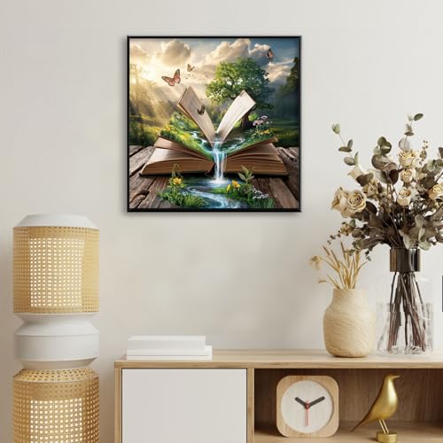 Magic Book Diamond Art Kits for Adults Beginners 14x14 in, DIY Craft Gift | Rivers from a Book Diamond Painting Kits for Adults, Stress Relief, Home Wall Decor, 5D Full Round Drill Gem Art - color: DP-US14