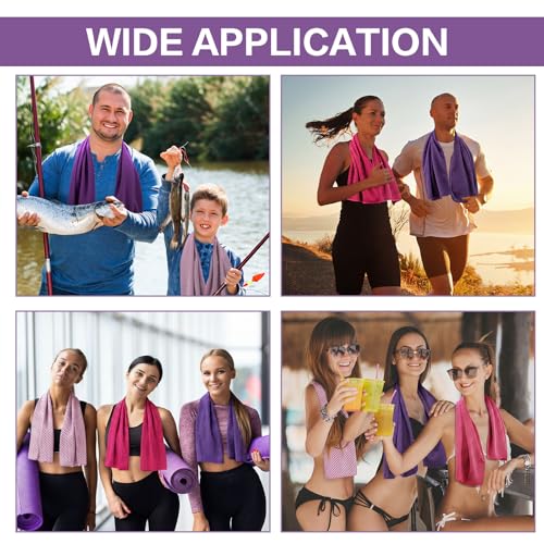 BBTO 100 Pack Cooling Towel Bulk - color: Purple Pink Rose, size: 40 x 12 Inch