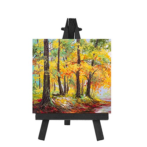 EBOOT 12 Pack 6.25 Inch Black Mini Wood Easels, Small Display Easel Stand for Painting Canvases, Art and Crafts, Tripod, Painting Party, Students Tabletop Easels, Portable Canvas Picture Sign Holder