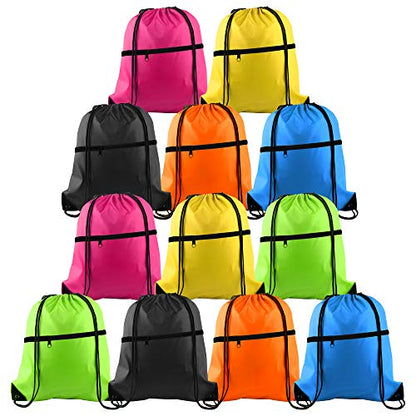 KUUQA 12Pcs Drawstring Bag Sports Gym String Backpack Bulk Cinch Bag - color: Colorful