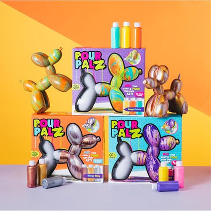 DIY Paint Pouring Kit – 1 XL Balloon Dog, 4 Acrylic Pour Paints, Mixing Cups & Tools, Create Unique Marbled Art, Fun Hands-On Craft Kit for Kids & Adults, Candy Ripple, Ages 5+ - color: Dog Candy Ripple