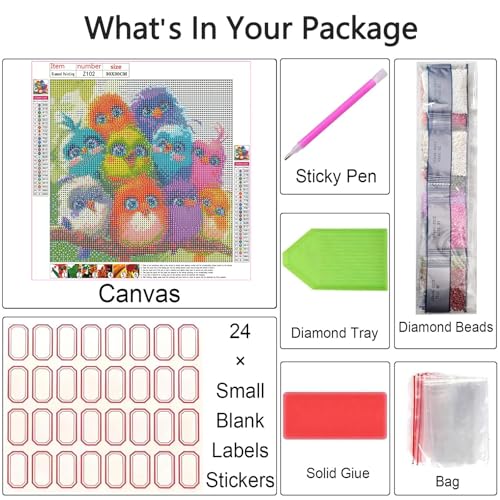 Shouruihua Diamond Painting Kits for Adults, Bird Diamond Art Kits | Funny Animals, Gem Art, Diamond Dotz Kits, Diamond Dots, Full Round Drill Diamond Painting Kits for Adults, 11.8x11.8 in - color: Funny Little Bird