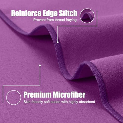 Quick Dry Travel Towel, 3 Sizes 1 Pack Camping Microfiber Towel, Lightweight Fast Drying Towels Set 60"x30", 30"x15", 15"x15" w/Bag for Gym, Beach, Hiking, Swimming, Purple - color: Purple