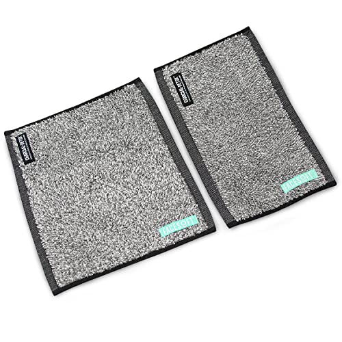 FACESOFT Mini and Nano Detox Sweat Charcoal Towel Multipack - Infused with Activated Charcoal - Pulls Oils and Toxins from Skin - Absorbent Cotton Exercise Towel - No Synthetic Microfibers - 2 Pc