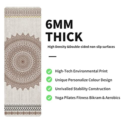 nuveti Yoga Mat Print Extra Thick TPE Non Slip Fitness Exercise Mat with Carrying Bag,72"x24" Extra Thick 6MM Exercise & Workout Mat for Yoga, Pilates Fitness and Floor Exercises - color: YHY