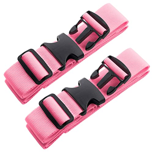 2pcs 74″×2″Luggage Straps for Suitcases,Adjustable Suitcase Straps and Heavy Duty Strap Buckle Packing Straps Travel Accessories,Fluorescent Pink - color: Fluorescent Pink 2PCS