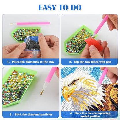 Leixonl Diamond Art Kits for Kids with Framed (7 in) Cartoon Animals DIY Gem Art Painting - Arts & Crafts Gifts for Beginners & Teens (1p-6 in-Eagle) - color: 1p-6 in-eagle