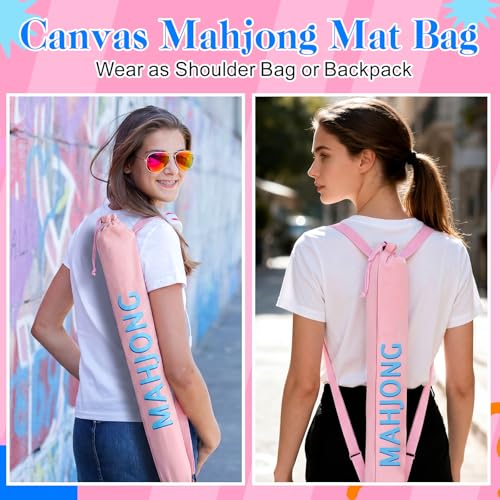 34 Inch Mahjong Mat Bag Storage Holder,Pink,Cute - color: Pink, style: Cute