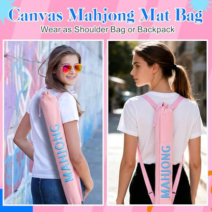 34 Inch Mahjong Mat Bag Storage Holder,Pink,Cute - color: Pink, style: Cute