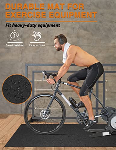 Treadmill Mat, 5'x2.5'/5.6'x2'/6.5'x3'/8'x3',6mm Thickness Exercise Equipment Mat for Carpet Hardwood Floors, Compatible with Walking Pad,Spin Bike,Elliptical Trainer,Rowing Machine - size: 78"L x 36"W x 0.24"Th