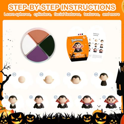 Air Dry Clay Kit - 12 Halloween Modeling Clay for Kids, Complete DIY Clay Craft Set with Sculpting Tools & Step-by-Step Tutorials, Ultra Soft & Non-Sticky Clay, Gift Ideas for Halloween - color: Clay Halloween Kit