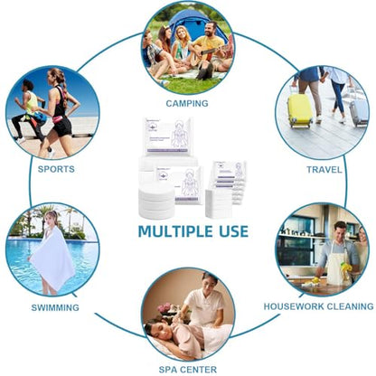 9 Pack Disposable Compressed Bath Towels Set for Travel Portable Washcloths - size: 2 sizes of set S+L-9pcs