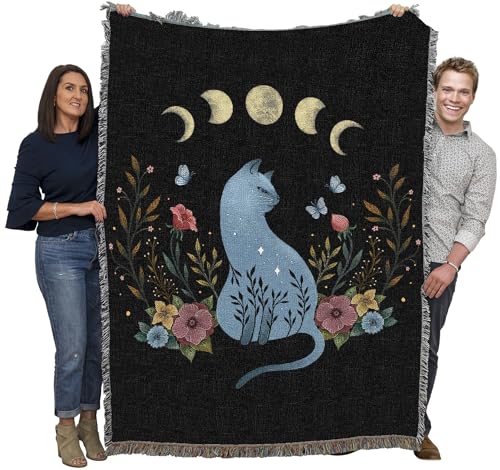Pure Country Weavers Cat On The Hill by Episodic Drawing - Gift Tapestry Throw Blanket Woven from Cotton - Made in The USA (72x54) - color: Cat on the Hill, size: 72x54