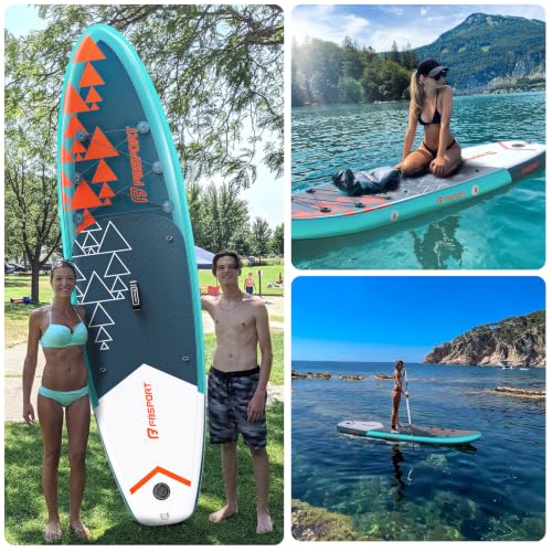 FBSPORT 11' Premium Stand Up Paddle Board, Yoga Board with SUP Accessories & Carry Bag | Wide Stance, Surf Control, Non-Slip Deck, Leash, Paddle and Pump for Youth & Adult - color: Dark Green