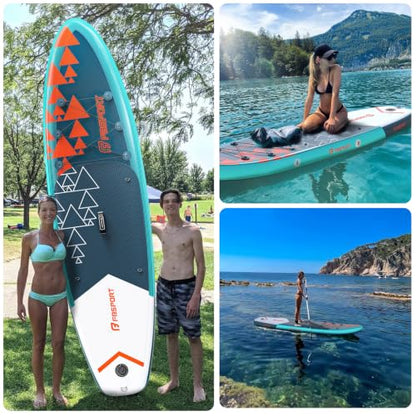 FBSPORT 11' Premium Stand Up Paddle Board, Yoga Board with SUP Accessories & Carry Bag | Wide Stance, Surf Control, Non-Slip Deck, Leash, Paddle and Pump for Youth & Adult - color: Dark Green