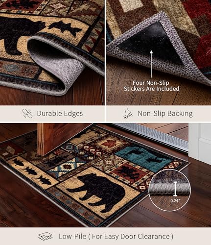 YIHOUSE Washable Rustic Cabin Area Rug 2 x 3 Entryway - color: Brown, size: 2'x3'(Rectangular)