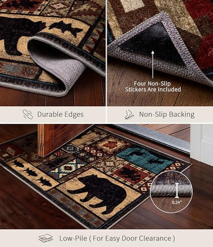YIHOUSE Washable Rustic Cabin Area Rug 2 x 3 Entryway - color: Brown, size: 2'x3'(Rectangular)