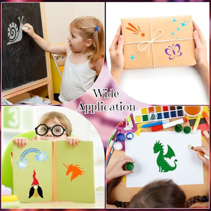 Fainne 100 Pcs 2 Inch Girl Theme Stencils Small Stencils for Painting | Reusable Craft Stencils, DIY Scrapbook, Wood Wall Fabric Rock Chalkboard Sign Painting, Home Art Decor Projects - style: Girls Theme