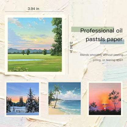 rubens 81 PCS Soft Oil Pastels Kit for Beginner Drawing | 48 Colors Soft Oil Pastels in Box with Palette Knife, Base Board, Tape, 30 Sheets Oil Pastel Paper - color: 48 Colors Set