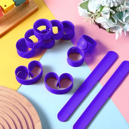 Gemscream 12 Pcs Silicone Slap Bracelets DIY Slap Bands Party Favors Bulk Blank Soft Wristband Wrist Snap Band for Craft Project DIY Painting Birthday Party Halloween Christmas - color: Purple