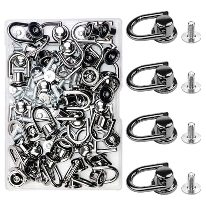 40Pcs D Rings for Purse,Metal D Rings for Bag Making, Purse Hardware for Handbags, Crossbody Straps, Leather Craft, DIY Bag Repair(Black) - color: Black