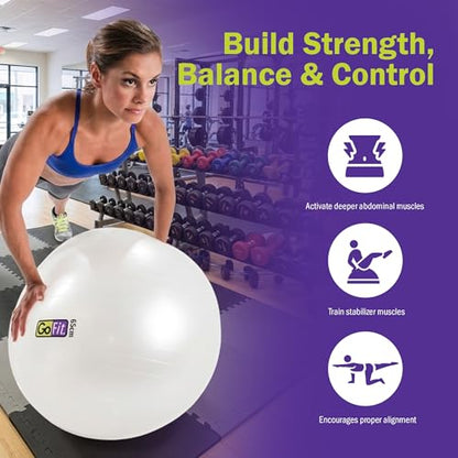 GoFit Stability Ball - color: White, size: 65 cm