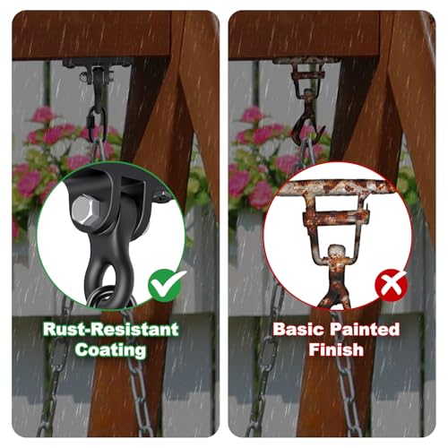 SELEWARE Heavy Duty Black Swing Hangers 2400LB Capacity Porch Swing Hanger - color: A: Black Swing Hangers (2 Pack)