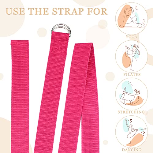 6 Pcs Yoga Straps for Stretching 8 Ft, Safe D Ring Buckle - color: Bright Color