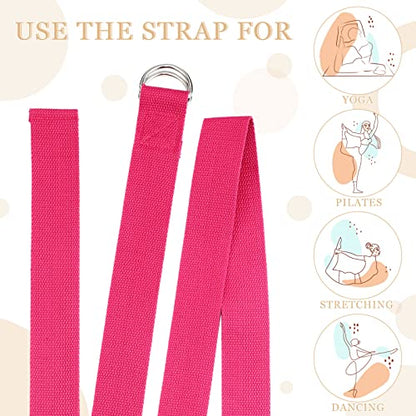 6 Pcs Yoga Straps for Stretching 8 Ft, Safe D Ring Buckle - color: Bright Color