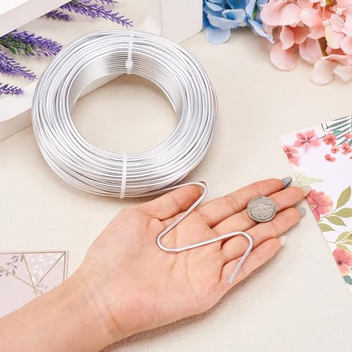 114 Feet 10 Gauge Aluminum Wire Silver Bendable Metal Craft Wire for Beading Jewelry Craft Making (2.5mm) - color: Round-Silver, size: 2.5mm