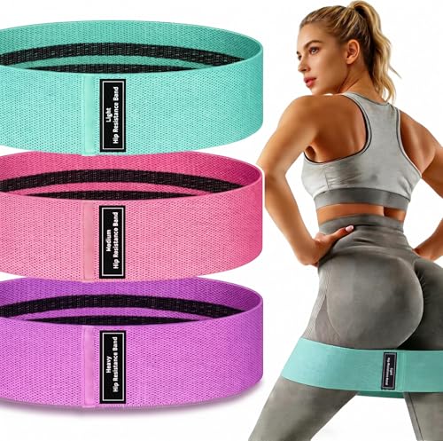Non-Slip Fabric Resistance Bands Set, 3 Levels for Men & Women