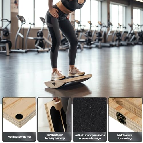 Slant Board for Calf Stretching,Balance Board,Adjustable Calf Stretcher,400 lbs Cap,Wooden Slant Board Anti-Slip Incline Board, Ankle Support,Incl.2 Resistance Bands,Instruction Card & Sand Paper.