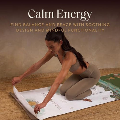 KARMA AND LUCK Serenity Flow Yoga Towel, Lightweight Terry Suede Mat Cover for Calm & Balance, Non-Slip, Quick-Dry Silicone Base, Ideal for Hot Yoga & Meditation, 26” x 72” - color: Serenity