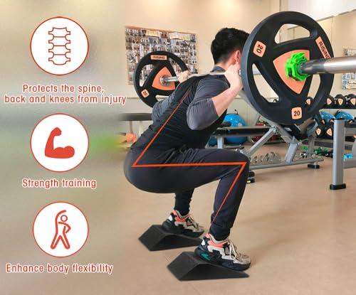 UNMERA Squat Wedge Block Non Slip for Heel Elevated Squats, 2PCS | Professional fitness slant board and squat platform, ideal for calf raises, weightlifting, and strength training. - color: Black