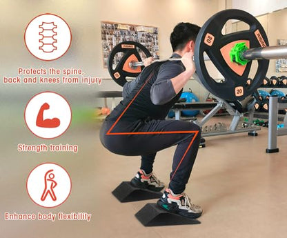 UNMERA Squat Wedge Block Non Slip for Heel Elevated Squats, 2PCS | Professional fitness slant board and squat platform, ideal for calf raises, weightlifting, and strength training. - color: Black