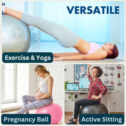 ProBody Pilates Black 14" Magic Circle, 9" Mini Exercise Ball and 65 cm Yoga Ball (3pcs) for Stability, Barre, Yoga, Core Training and Physical Therapy