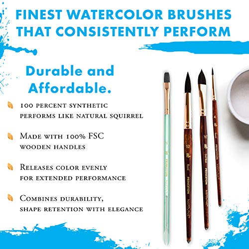 Princeton Artist Brush, Neptune Series 4750, Synthetic Squirrel Watercolor Paint Brush, Round, Size 10 - size: Size 10